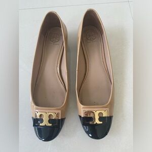Tory Burch leather flats size 8 black camel